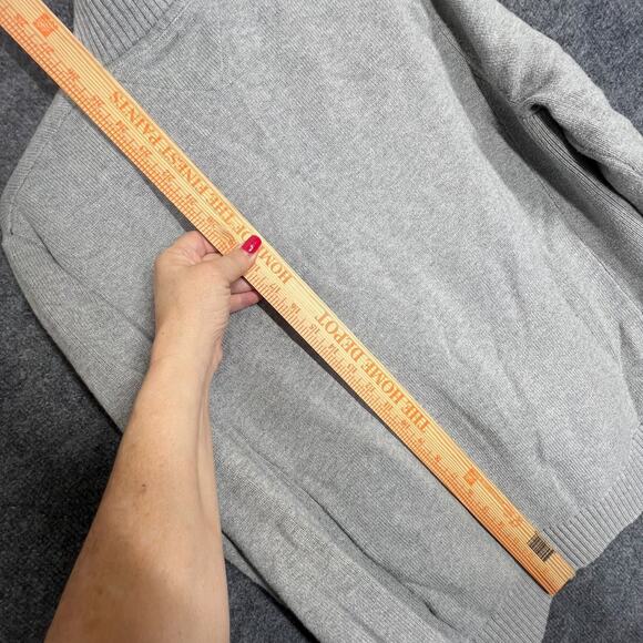 Tommy Hilfiger Sweater Mens Large Light Gray Cotton Cardigan Classic Mock Neck - Picture 7 of 9